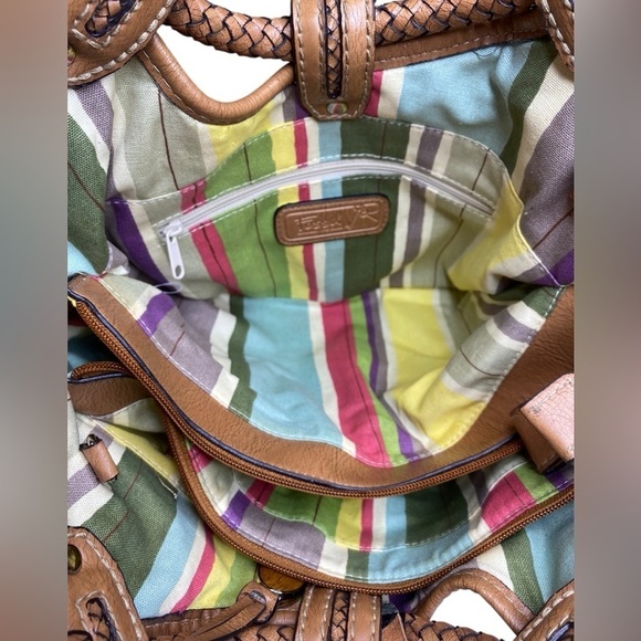 Fossil Modern Vintage Pink Canvas & Leather Convertible Crossbody Satchel Bag - Picture 12 of 15